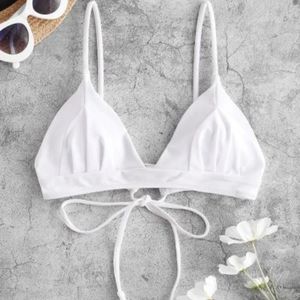 Zaful Lace Up Tassel Bikini Top - Small US 4